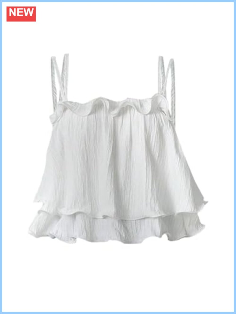 Layered Ruffle Flowy Camisole Square Neck Sleeveless Top